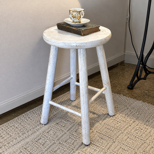 Sgabello legno bianco - in,